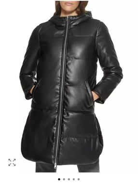 Levi's Quilted Faux Leather Hooded Puffer Coat